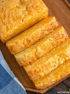 slices of cornbread on a cutting board