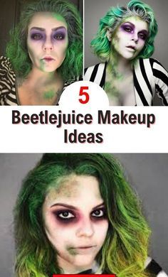 Beetlejuice Woman Makeup, Ladies Beetlejuice Costume, Beetlejuice Face Makeup, Beetlejuice Hair Female, Lady Beetlejuice Costume, Female Beetlejuice Costume Makeup, Womens Beetlejuice Costume Diy, Beetlejuice Themed Outfits, Girls Beetlejuice Costume