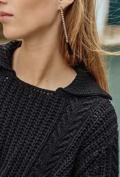 Aubrey Black Cotton Collared Pullover Pre-Order – Ciao Lucia Black Cable Knit Cropped Sweater, Black Long Sleeve Cropped Cable Knit Sweater, Black Cable Knit Cropped Sweater For Fall, Ciao Lucia, Cable Knit Sweater, Layering Pieces, Black Cotton, Cable Knit, Pre Order