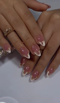 White Birthday Nails Almond, Fall Almond Nails Ideas French Tip, Homecoming Acrylic Nails, Baptism Nails Ideas, Nude Acrylic Nails With Glitter, Gel X Nails Chrome, Opal French Tip Nails, Almond Nails 2024, Almond Nails With Initial