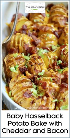 baby hasselback potato bake with cheddar and bacon