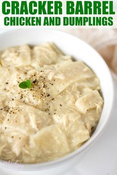 a bowl of cracker barrel chicken and dumplings