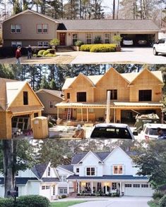 the before and after pictures of a house being built