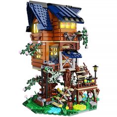 PRICES MAY VARY. Exquisite Tree House: The 2-floors forest house building set has an elegant appearance and exquisite details, an opening roof, a bedroom, living room, patio, plus many detailed play areas, and a garden on the ground! The set can be assembled into 4 seasons with different pieces, brings endless building fun to your lovely children Feature-Filled & Hours of Fun: This kids' secret house enable lots of imaginative play. Children can raise the manual lift by spinning the turbine. Tur Building A Treehouse, Secret House, Kids Imagination, Light Building, House Building, Building For Kids, Building Blocks Toys, Forest House, Stem Toys