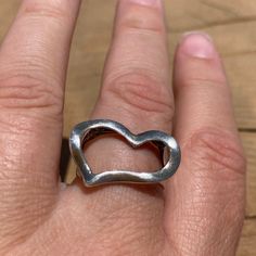 Size 8.5 Sterling silver heart cutout ring Silver Heart-shaped Metal Ring, Silver Heart Shaped Metal Ring, Modern Silver Heart Rings, Modern Heart-shaped Silver Rings, Sterling Silver Heart, Silver Heart, Sterling Silber, Sterling Silver Ring, Band Rings