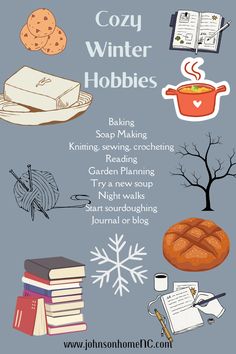 If you’re anything like me, it can be hard to rest. Resting feels unproductive but rest is essential. So essential, in fact, that God called for it on the 7th day of Creation. For the homesteader, farmer, grower; resting is for the winter. When the fields (gardens) are fallow, the pantry is stocked, and the days are much shorter. Here are 9 cozy winter hobbies to explore that promote rest for the mind, body, soul. Winter Hobbies Indoor, Fitness Hobbies, Winter Hobbies, Cozy Hobbies, Cozy Activities, Hygge Art, 7 Days Of Creation, Winter Hygge, Cozy Lifestyle