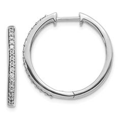 14k White Gold Diamond Hoop Earrings White Gold Hoop Earrings, Gold Diamond Hoop Earrings, White Gold Hoops, Hoop Earrings Style, Nature Earrings, Fancy Diamonds, White Gold Earrings, Women Diamond, Diamond Hoop Earrings