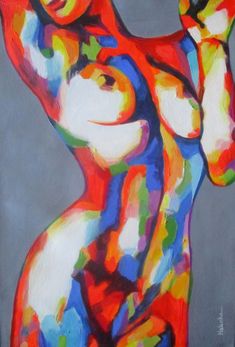 an abstract painting of a woman's torso