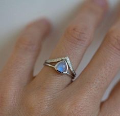 Moonstone Wedding Ring Set, Moonstone Engagement Ring Trillion Engagement Ring, Blue Wedding Rings, Classic Wedding Rings, Womens Ring, Moonstone Engagement, Custom Wedding Rings, Moonstone Engagement Ring, Princess Cut Engagement Rings, Simple Engagement Rings