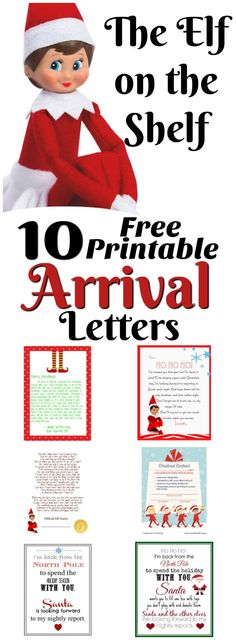 the elf on the shelf printable arrival letter is shown in red and green colors