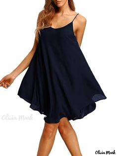 Olivia Mark - Sexy Deep V Cami Dress, Casual Loose Irregular Chiffon Sleeveless Solid Backless Summer Dresses, Women's Clothing Backless Summer Dresses, Sleeveless Chiffon Dress, Backless Dress Summer, Cami Dress, Olivia Mark, Chiffon Dress, Deep V, Diy Clothes, Women's Clothing