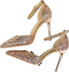 Gold Closed Toe Heels For Prom, Gold 4-inch Heels For Party, Gold Party Heels With 4-inch Heel, Gold Wedding Shoes For Party Occasion With Round Toe, Gold Wedding Shoes With Round Toe For Party Season, Gold Wedding Shoes For Party Season With Round Toe, Gold Heels With Pointed Toe For Party Season, Champagne Ankle Strap Heels For Night Out, Gold Wedding Shoes With Round Toe For Party