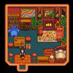 an animal crossing house in the nintendo game animal crossing, which features a living room and kitchen