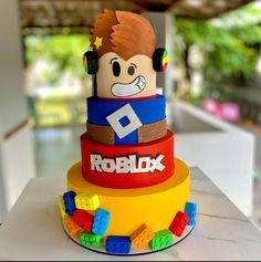 a cake made to look like a lego character