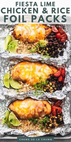 chicken and rice foil packets with limes