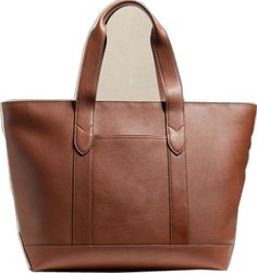 Classic Smooth Grain Tote Shoulder Bag, Classic Leather-lined Weekender Tote Bag, Classic Weekender Tote With Leather Lining, Classic Tote Bag With Smooth Grain, Classic Cognac Shoulder Bag For Shopping, Classic Smooth Grain Tote Bag, Classic Cognac Tote Weekender Bag, Elegant Weekender Bag With Smooth Grain For Everyday Use, Leather Weekender Bag With Removable Pouch For Business