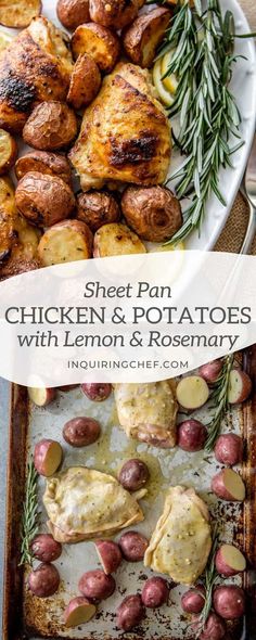 sheet pan chicken and potatoes with lemon & rosemary