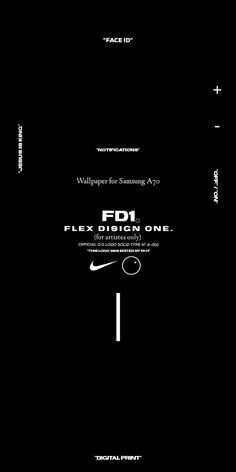 a black and white poster with the words fd1 flex design one