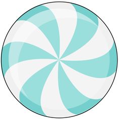 a blue and white striped lollipop is in the middle of a circular shape