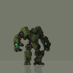 an image of a green robot with glowing eyes