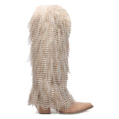 Unleash your "Bad and Boujee" style with the Snuggles leather boot. This 18-inch showstopper will have you cozy and stylish this season. The suede leather vamp is beautifully accented with a fluffy faux fur shaft, creating a luxurious and eye-catching contrast. With a 2 1/2-inch heel and a sleek snip toe, these boots are not just a statement piece; they're a fashion essential for those who dare to stand out. Size: 6 M.  Color: Brown.  Gender: female.  Age Group: adult. Boujee Style, Dingo Boots, Boys Cowboy Boots, Girl Cowboy Boots, Lucchese Boots, Leather Cowgirl Boots, Twisted X Boots, Bad And Boujee, Justin Boots