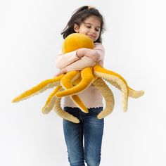 BLÅVINGAD Soft toy, octopus/yellow, 20" - IKEA Toy Octopus, Octopus Stuffed Animal, Creature Marine, Cute Octopus, Bottom Of The Ocean, Fishing Game, Rabbit Toys, People In Need, Plastic Toys