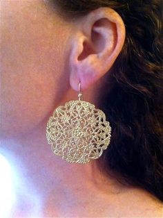 Vintage brass filigree disc earrings are rich, textured and substantial -- the perfect, go-to earring to dress up or down. Filigrees drop 2" from 14K gold filled French ear wires; each earring weighs .26 oz.  ** Want them in silver? Need more than one pair? Send me a message for a custom listing ** To keep your piedra jewelry looking its best, store it in the resealable plastic bag it comes in, avoid getting it wet and don't spray perfume or hair spray on it. Please read my shop policies to lear Elegant Nickel-free Medallion Earrings, Gold Nickel-free Round Chandelier Earrings, Gold Round Chandelier Earrings Nickel Free, Big Gold Earrings, Support Art, Spray Perfume, Earrings Big, Disc Earrings, Hair Spray