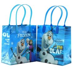 two bags that have frozen characters on them