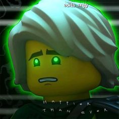 the lego character has green eyes and is wearing a turban