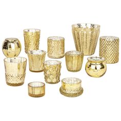 Set of 12 Mismatched Votive Candle Holder for Wedding Table Centerpieces Table Centerpieces Home, Gold Votive Candle Holders, Pink Candle Holders, Gold Votive Candles, Mercury Glass Votives, Decorative Bookends, Glass Votive Candle Holders, Gold Candle Holders, Traditional Candles