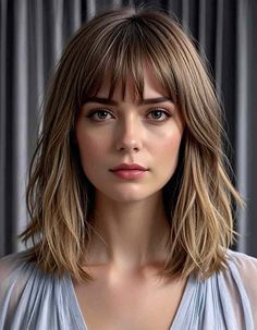 Layered Hair With Curtain Bangs, Long Bob With Fringe, Lob Haircut With Bangs, Voluminous Layers, Iconic Faces, Bangs Styles, Long Fringe Hairstyles, Hair With Curtain Bangs, Bob Cuts