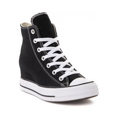 Womens Converse Chuck Taylor All Star Classic Wedge Platform Sneaker - Black / White Wedge Converse, Converse Shoes Outfit, Chucks Style, All Black Converse, Black Converse, Star Sneakers, Platform Sneaker, Converse Chuck Taylor All Star, Black White Fashion