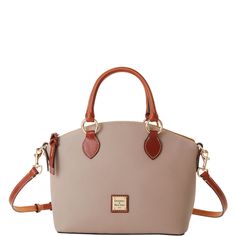 On The Go  This stunning satchel, crafted from textured leather with a natural grain that hides any signs of wear, will upgrade every look in moments. Duck Bag, Monogram Pendant, Tan Cowhide, Key Hook, Leather Satchel Bag, Credit Card Wallet, Dooney And Bourke, Dooney & Bourke, Satchel Bag