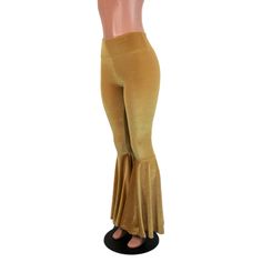 "**Due to SO MANY issues with USPS - we STRONGLY ENCOURAGE you to purchase the UPS Upgrade with your order located here: https://www.etsy.com/listing/926751536/ups-upgrade Made of luxurious mustard yellow or gold stretch velvet - these high-waisted bell bottoms will fit you perfectly. They hug your hips and flare out at the feet. The standard inseam is 35\" (the mannequin is 5'8\") but can be customized by putting your desired inseam in the comments/notes when checking out. Women's Sizing (See b Vintage Fitted Flares For Fall, Vintage Stretch Pants For Fall, Vintage Full Length Flares For Fall, Vintage Stretch Full Length Bottoms, Vintage Full Length Stretch Bottoms, Vintage Stretch Wide Leg Pants, Vintage Full-length Stretch Bottoms, Vintage Wide Leg Stretch Pants, Vintage High Waist Stretch Pants