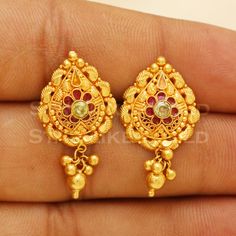 22k Gold  Stud Earrings Metal is Real Gold Purity is 22kt  Weight is 4.16 grams approx Max Length is 2.7 cm approx Max width is 1.5 cm approx ,  The Earrings comes with normal backs if you need gold screw please contact Please feel free to ask if you have any query. Festive 22k Gold Traditional Earrings, Bollywood 22k Gold Earrings With Intricate Design, 22k Gold Drop Earrings For Diwali, 22k Yellow Gold Earrings For Diwali, Traditional Yellow 22k Gold Earrings, Gold Mangalsutra, Gold Bridal Jewellery Sets, 22k Gold, Gold Studs