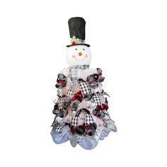 a snowman made out of mesh and bows