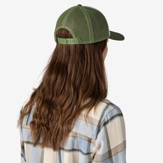 Now featuring a brim made with Bureo’s fully traceable NetPlus® 100% recycled fishing nets, our closer-fitting trucker hat has an organic cotton front, a polyester-mesh back and an adjustable snap closure. Fair Trade Certified™ sewn. FEATURES Six-Panel Trucker Design with Ball-Cap Fit A six-panel, mesh-back trucker-hat design with a traditional ball-cap fit Brim Made of 100% Recycled Fishing Nets Brim made with NetPlus® 100% recycled fishing nets Organic Cotton Headband Headband made with organic cotton canvas Adjustable Snap Closure Adjustable snap closure Original Artwork Patagonia original art Supporting the People Who Made This Product Fair Trade Certified™ sewn Country of Origin Made in China. Weight 85 g (3 oz) MATERIALS Crown and bill: 7.5-oz 100% organic cotton canvas Back crown: 2 Repair Clothes, Cotton Headband, Patagonia Fleece, Fishing Nets, Wool Clothing, Clothing Care, Patagonia Womens, Outdoor Woman, Ball Cap