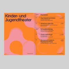 an orange and pink poster with the words kinder - und jugenheaterr