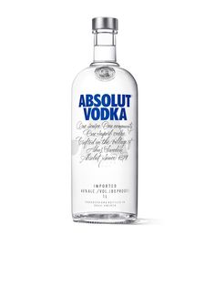 absolut vodka bottle on white background