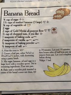 a banana bread recipe with instructions for baking