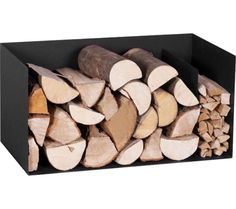 a pile of cut wood in a black box