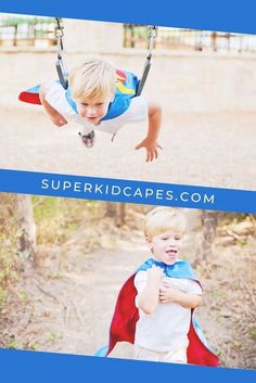 two children playing on swings with the caption superkidscapes com below