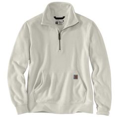 Pull on this Carhartt Women's Relaxed Fit Midweight Half-Zip Sweatshirt to cover up while you run errands or tackle chores. Midweight cotton-blend fabric and a cozy mock turtle neck make it ideal for cool days. A front pouch provides a place to warm hands and has a hidden pocket for your phone. 10.5 oz., 55% cotton/45% polyester sweatshirt Relaxed fit Quarter-zip front with mock turtleneck Rib-knit cuffs and waist help keep out the cold Front pouch pocket with hidden media pocket Country of Orig Carhartt Clothes, Carhartt Pullover, Western Wear Outfits, Cute Country Outfits, Western Style Outfits, Trip Outfits