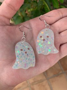 Glow in the Dark Ghost Earrings Handmade Sparkly Ghost Earrings Dangle Halloween Earrings Spooky Boo Jewelry Fun Ghost Gift - Etsy White Rave Jewelry For Gift, Dark Ghost, Ghost Gifts, Ghost Earrings, Halloween Earrings, Phoenix Az, Earrings Dangle, Earrings Handmade, In The Dark