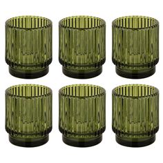 Ribbed Glass Votive Candle Holders - Aesthetic Decor & Candle Holders for Table Centerpiece-Set of 6-Koyal Wholesale-Olive Green- Green Color Home Decor, Vintage Greenery Wedding, Tabletop Design Ideas, Gold Votives Wedding Centerpieces, Vintage Wedding Decorations 1920s, Table Center Piece Decor, Retro Centerpieces, Olive Green Wedding Decor, Green Table Decor