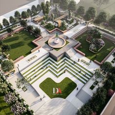 an artist's rendering of a formal garden