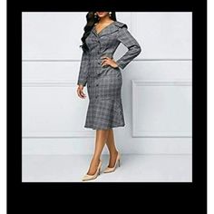 Fitted, Thick Non Stretch Material, Very Beautiful, Ideal For Work, Elegant, Modest, Geometric Plaid Pattern, Long Sleeves, Mermaid Bottom Style Size M: A To A: 18" Waist: 15" Size L: A To A: 19" Waist: 16" Size: Xl A To A: 20.5" Waist: 17.5" New Without Tags From A Smoke Free And Clean Home Feel Free To Follow Me Lots Of Items Listed From Bathing Suits To Dresses/Jackets Bundle To Save S-M-L-Xl-2x-3x In Different Items Tags/Ignore: Sequin, Maxi, Mermaid Dress, Comfy, Bodycon, Sexy, Flowers, Mid Gray Fitted Midi Bodycon Dress, Gray Fitted Long Sleeve Dress, Elegant Gray Bodycon Dress For Fall, Fall Gray Bodycon Dress, Fitted Gray Bodycon Dress For Fall, Fitted Gray Dress For Fall, Elegant Gray Midi Bodycon Dress, Elegant Gray Midi Length Bodycon Dress, Gray Knee-length Office Dresses