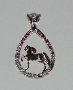 Saddlebred Pendant with red and white cz's Red Oval Jewelry With Pave Setting, Oval Red Jewelry With Pave Setting, Luxury Red Rhinestone Jewelry, Silver Teardrop Bling Jewelry, Red Formal Jewelry With Pave Setting, Red Pave Setting Jewelry For Formal Occasions, Red Jewelry With Pave Setting For Formal Occasions, Red Pave Setting Jewelry Gift, Teardrop Pave Setting Jewelry Gift