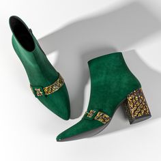 Introducing our must-have green heeled ankle boots, featuring dazzling snake print accents in a vibrant yellow shade. 🐍✨ .................#ankleboots #elegantankleboots #fall #winter #fashion #shoes #booties #stylish #style #elegant Green Ankle-high Formal Boots, Green Ankle Boots With Reinforced Heel, Green Ankle Heeled Boots With Reinforced Heel, Green Leather Heels With Buckle Closure, Suede Boots With Reinforced Heel And Ankle Strap, Formal Green Boots With Reinforced Heel, Green Leather Heeled Boots With Pointed Toe, Green Ankle-high Boots With Leather Sole, Green Leather Ankle-high Heels