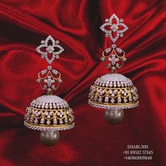 Jhumka Diamond, Diamond Chandbali, Diamond Ornaments, Diamond Earrings Indian, Silver Market, Jewellery Board, Chandbali Earrings, Earrings Indian, Jewelry Catalog